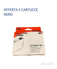 5 CARTUCCE NERO STAMPANTE 604XL COMPATIBILI EPSON