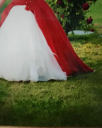 Vestito sposa bianco e rosso