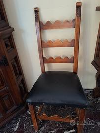 4 sedie in legno con seduta pelle 
