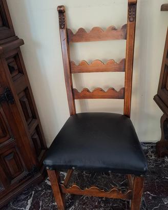 4 sedie in legno con seduta pelle 