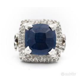 Anello Squadrato in Oro 8 Carati Argento con Lapis