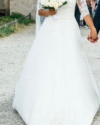 Abito da sposa romantico 40-42 + velo e fermaglio