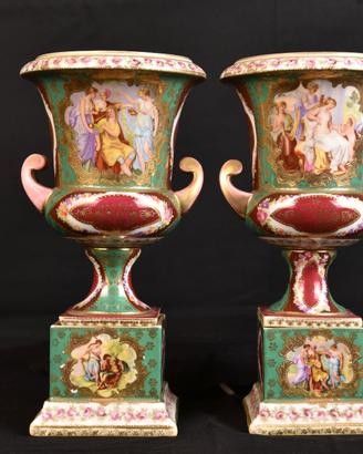 Rara Coppia Vasi Porcellana VIENNA (Antica Vienna)