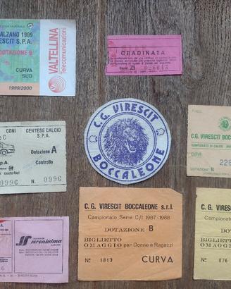Biglietti anni 90 e adesivo Virescit Bergamo 