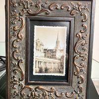 Vintage foto vecchia Milan, cornice legno,
