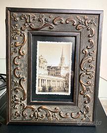 Vintage foto vecchia Milan, cornice legno,