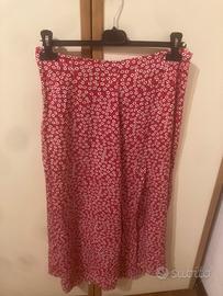 Gonna vita alta con spacco e motivo a fiori