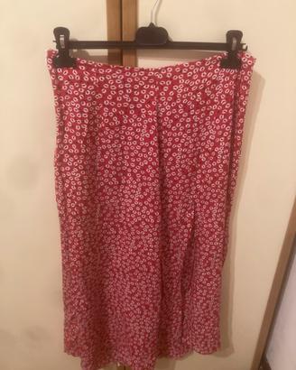 Gonna vita alta con spacco e motivo a fiori