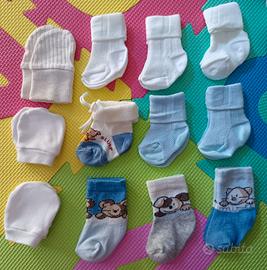 calzini neonato primi giorni e muffole 