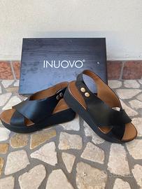 Scarpe donna con zeppa in pelle nera