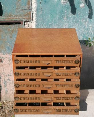 cassettiera merceria vintage mobile  tre stelle 