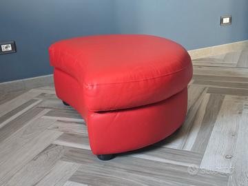 Pouf in vera pelle rossa