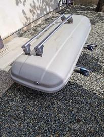 Box baule  da tetto auto 350 l+barre in alluminio