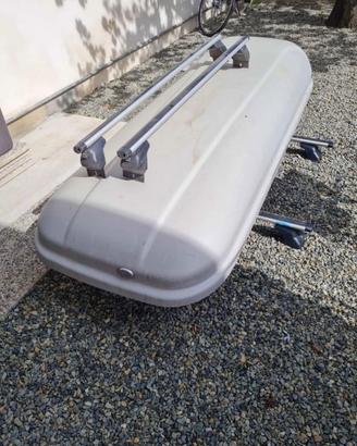 Box baule  da tetto auto 350 l+barre in alluminio