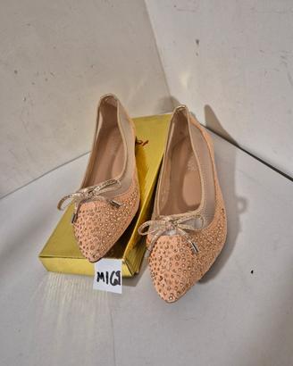 M169 Scarpe ballerine Chassé rosa cipria con fiocc