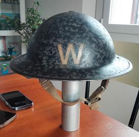 Elmetto inglese MK2 WW2 1939 doppio fregio Warden