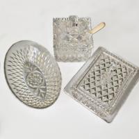 Set 3 pz Vetro Pressato Diamante Francese