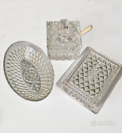 Set 3 pz Vetro Pressato Diamante Francese