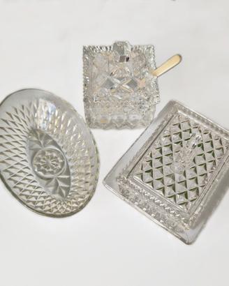 Set 3 pz Vetro Pressato Diamante Francese