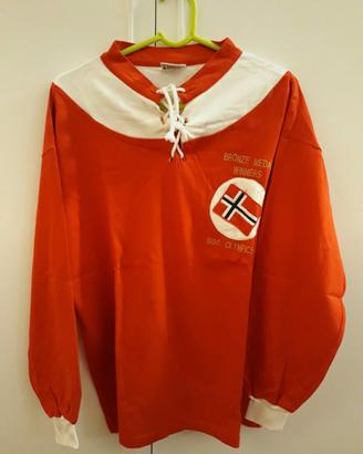 Maglia calcio retro della Norvegia anni '50.