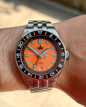 Phoibos Wave Master GMT 200 mt PY049G orange