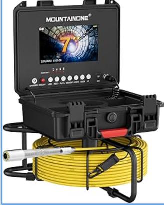 Telecamera Ispezione Tubi con DVR, 7" Monitor