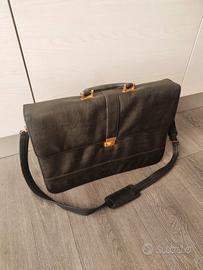 Borsa vintage Messenger ecopelle nera 43x30x8