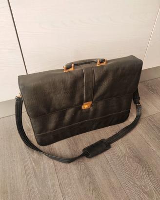 Borsa vintage Messenger ecopelle nera 43x30x8