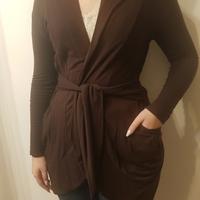 Cardigan marrone in viscosa , con cintura 