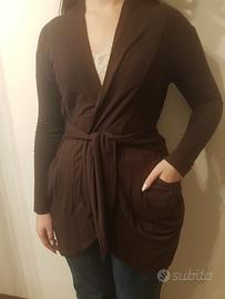 Cardigan marrone in viscosa , con cintura 