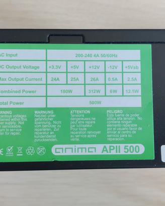 Alimentatore Anima APII 500W