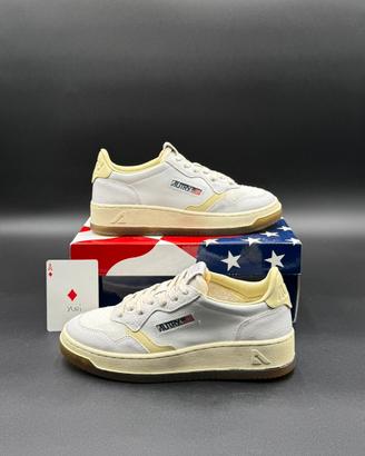 Autry sneakers medalist low bianche e gialle, 37
