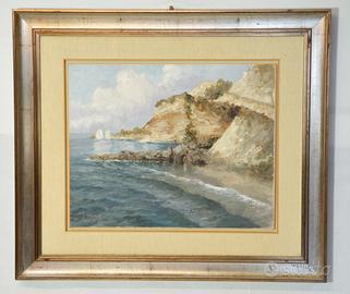 Dipinto olio su legno- Alberto Picardi- capri '70