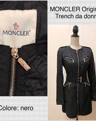 MONCLER* Trench nero con cintura Originale