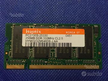 Coppia RAM HYNIX SODIMM PC2700S-25330 256MB DDR