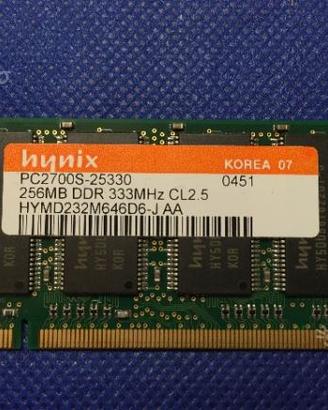 Coppia RAM HYNIX SODIMM PC2700S-25330 256MB DDR
