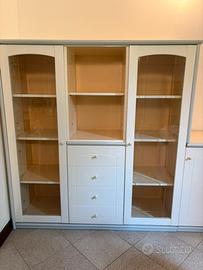 Mobile parete/credenza con vetrina e credenza bass
