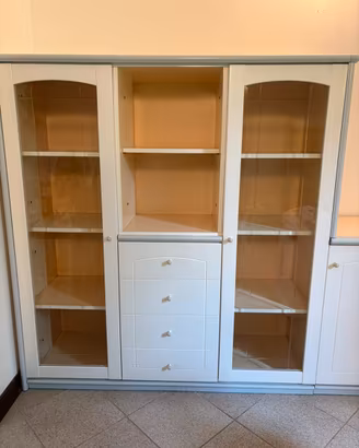 Mobile parete/credenza con vetrina e credenza bass