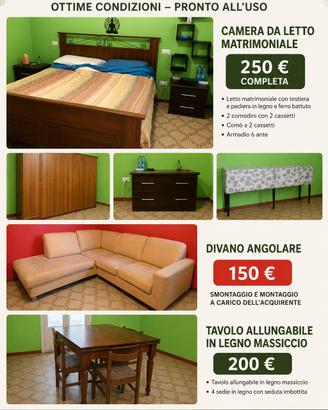 camera da letto matrimoniale, divano, tavolo 