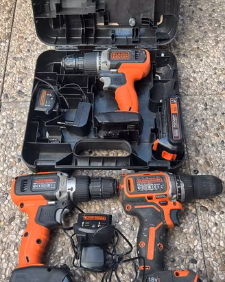 Lotto 3 Trapani Avvitatori Black+Decker 18V