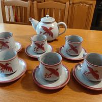 SET 6 TAZZE  CON TEIERA IN CERAMICA 