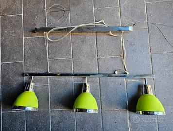 Lampadario da soffitto a tre luci, verde