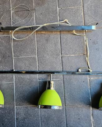 Lampadario da soffitto a tre luci, verde