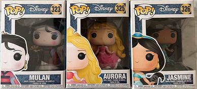 Funko Pop Aurora, Jasmine e Mulan principesse