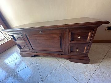Cassapanca in legno stile rustico con cassetti