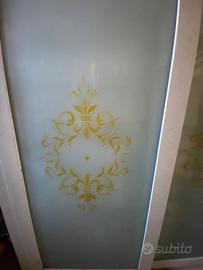 Cabina doccia per vasca in alluminio effetto legno