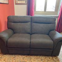 Divano recliner 2 posti grigio nabuk