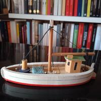 modellino in legno barca da pesca anni 80