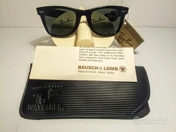 RAY BAN WAYFARER BLACK 50/22 VINTAGE B&L N.O.S USA