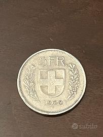 Moneta 5 franchi svizzeri 1968